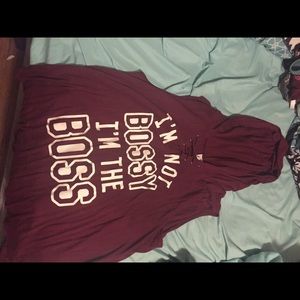 Red tank top with hood and righting